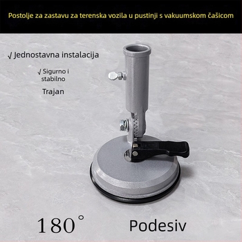 Aluminijska osnova za zastavu s jednim otvorom, 180° prilagodljiva, vakuumski nosač za terensko vozilo u pustinji