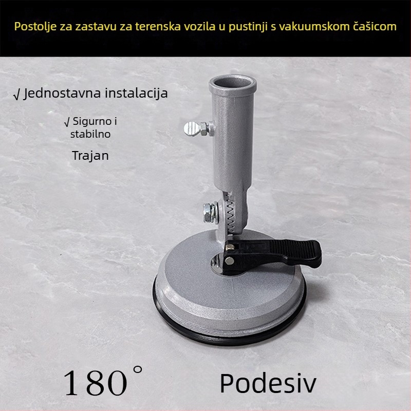 Aluminijska osnova za zastavu s jednim otvorom, 180° prilagodljiva, vakuumski nosač za terensko vozilo u pustinji