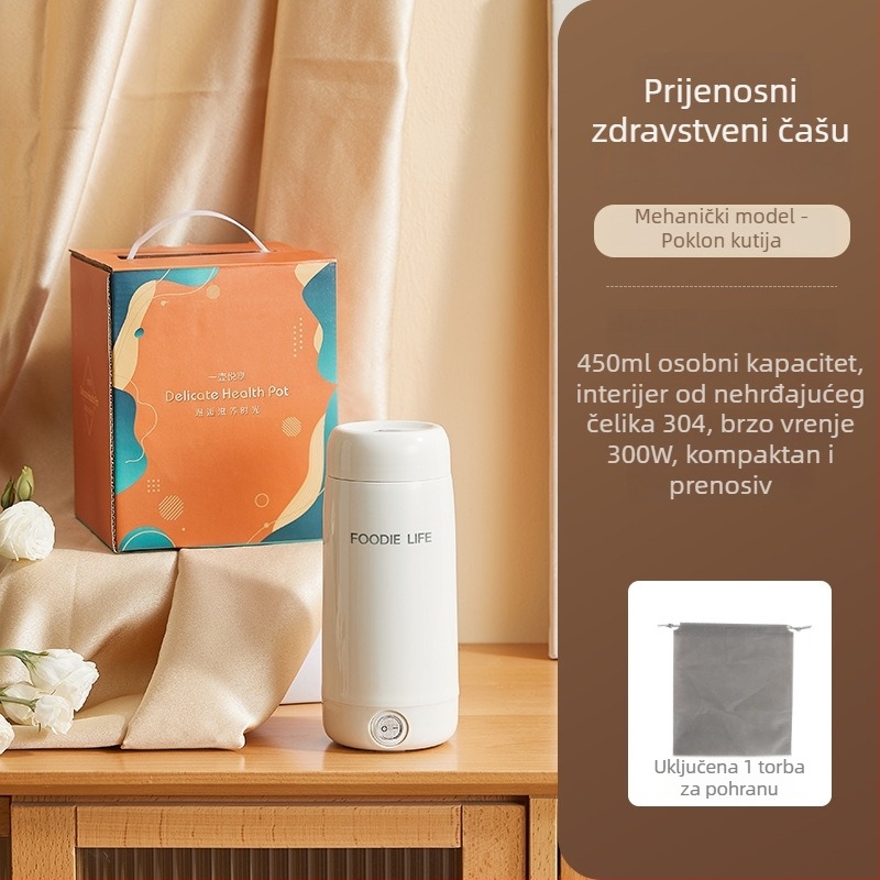 Električna šalica za vruću vodu za ured, kompaktna višefunkcionalna prijenosna grijana šalica, izolirana šalica, poklon paket