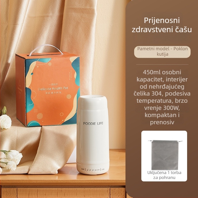 Električna šalica za vruću vodu za ured, kompaktna višefunkcionalna prijenosna grijana šalica, izolirana šalica, poklon paket