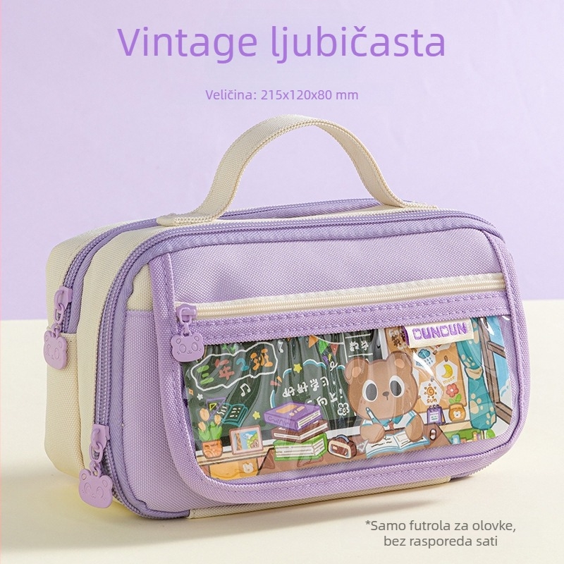 Nova torbica za školsku opremu u retro stilu, velikog kapaciteta, višeslojna s ručkom, za srednjoškolce