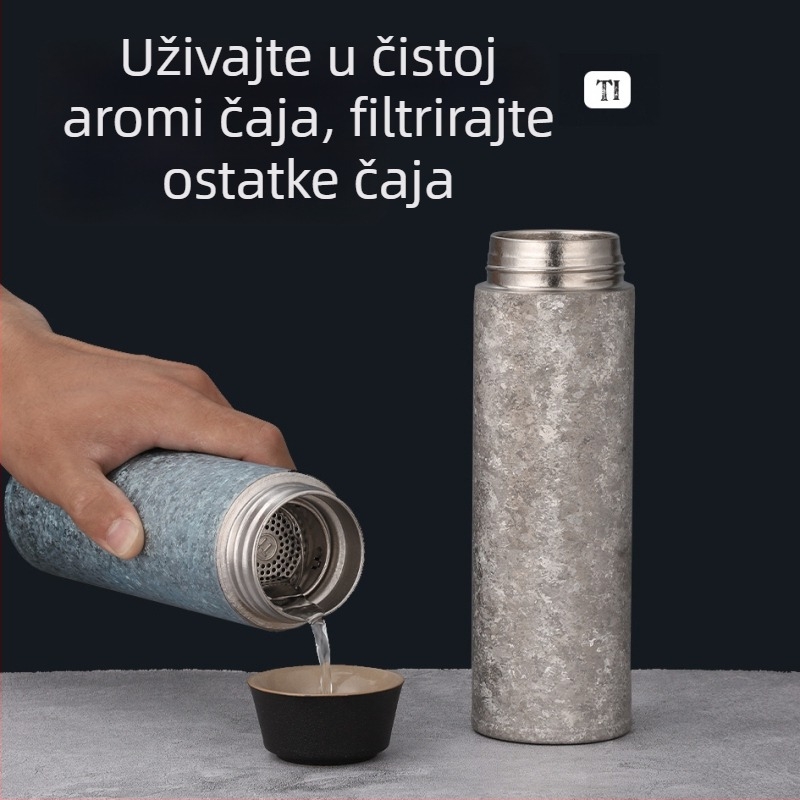Nova čaša-termos od čistog titana velike kapacitete, dvostruka vakuumska izolacija, cijelo titan, luksuzni poslovni poklon