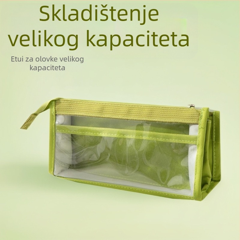 Torbica za olovke s velikim kapacitetom, prozirna, šestoslojna s prozorom za pregled, višenamjenska, minimalistički japanski stil, svježa i elegantna