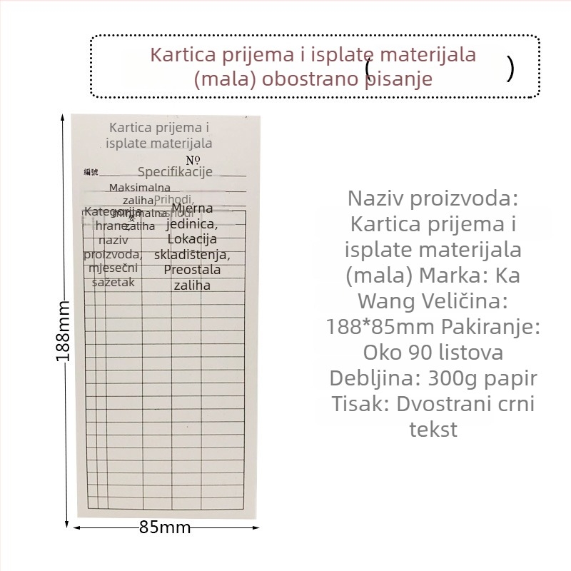 Karta skladišnog materijala – prijem i izdavanje, evidencija zaliha