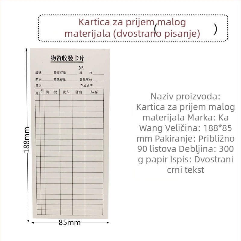 Karta skladišnog materijala – prijem i izdavanje, evidencija zaliha