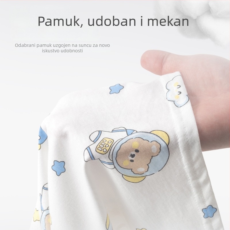 Dječji komplet pidžama s kratkim rukavima, od 100% pamuka, tanak, prozračan, ljetna kućna odjeća
