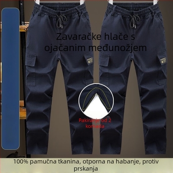 Platnene radne hlače s ojačanim preponama, otporne na toplinu i habanje, za zavarivanje i mehaničke popravke