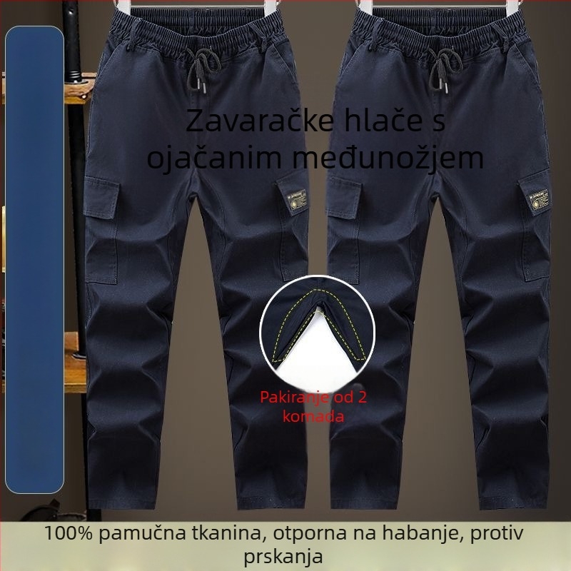 Platnene radne hlače s ojačanim preponama, otporne na toplinu i habanje, za zavarivanje i mehaničke popravke