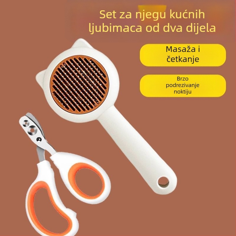 Set za njegu mačaka: češalj za uklanjanje ispale dlake, škare za nokte, češalj protiv buha, rukavice za njegu mačaka, četka za kosu
