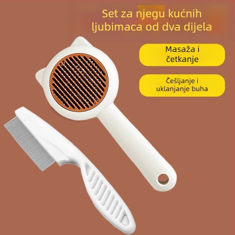 Set za njegu mačaka: češalj za uklanjanje ispale dlake, škare za nokte, češalj protiv buha, rukavice za njegu mačaka, četka za kosu