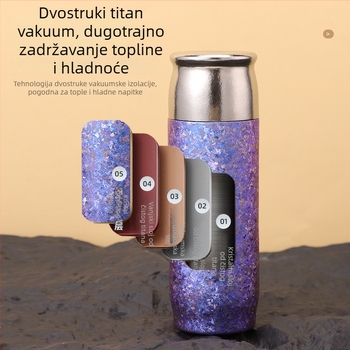 Termos boca od čistog titanija s čajnom cjedilicom, dvostruko izolirana, za vanjsku upotrebu i vožnju autom, poslovni poklon