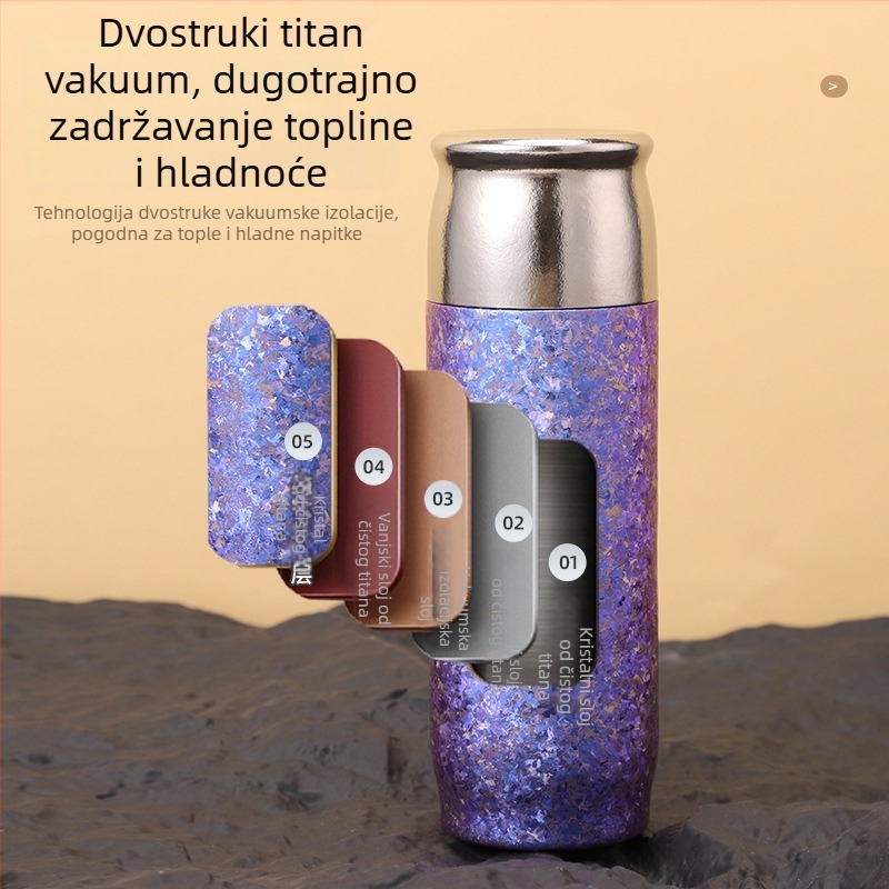 Termos boca od čistog titanija s čajnom cjedilicom, dvostruko izolirana, za vanjsku upotrebu i vožnju autom, poslovni poklon