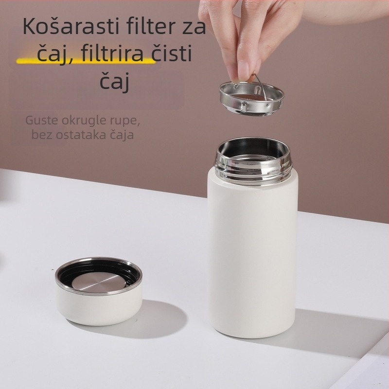 Prijenosna mini šalica od 316 nerđajućeg čelika, s pretincem za čaj, izolirana, elegantan dar.