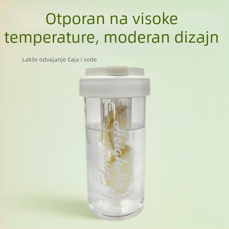 Ljetna plastična čaša otporna na visoke temperature za djevojke, stilizirana čaša sa slamkom i termos s odvojenim čajem i vodom