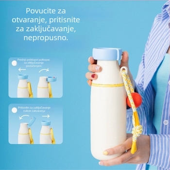 Dopamine Milk Bottle, čaša od 316 nerđajućeg čelika s izolacijom i odjeljkom za čaj i vodu, prijenosna za vanjsku upotrebu, dvostruko piće, okretni kapak