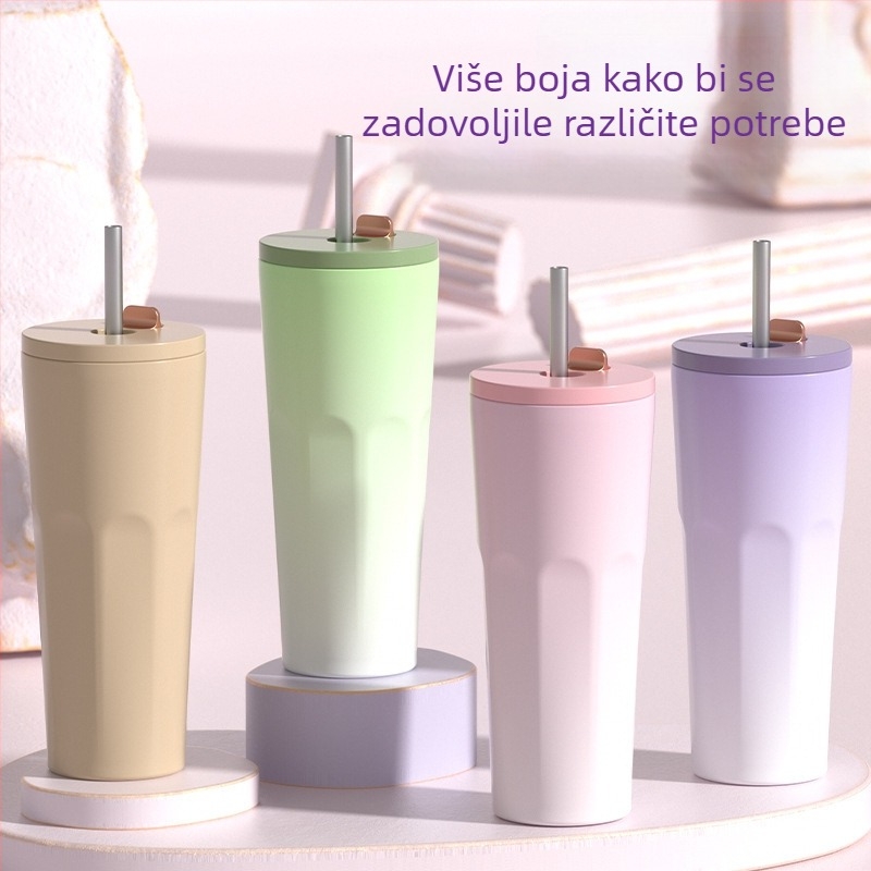 Šalica za kavu od 304 nehrđajućeg čelika, dvostruka vakuumska izolacija, slamka, velika kapaciteta, mogućnost logotipa