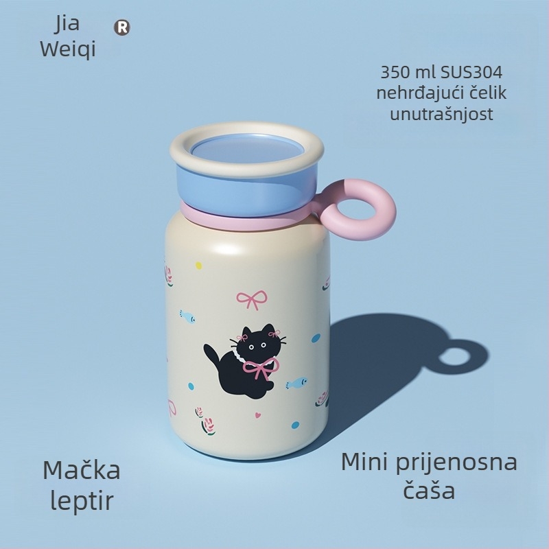 Dječji termos od nehrđajućeg čelika s karikaturnim dizajnom, vakuumska izolacija, prenosna bočica za vodu za školu i sport