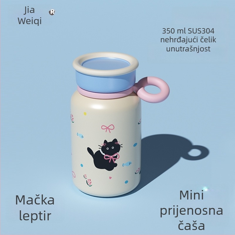 Dječji termos od nehrđajućeg čelika s karikaturnim dizajnom, vakuumska izolacija, prenosna bočica za vodu za školu i sport
