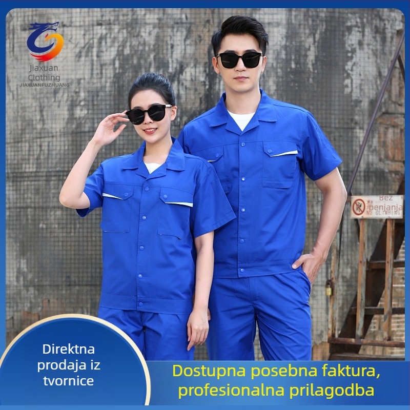 Unisex ljetni radni komplet s kratkim rukavima, lagan materijal, pamukova smjesa