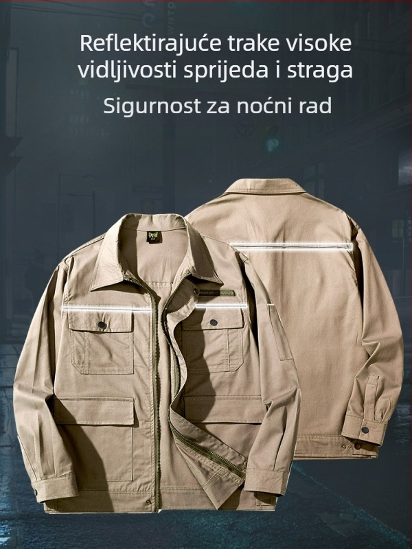 Ljetni muški set radne odjeće, lagani dugi rukav od čiste pamuka, otporan na habanje zaštitno odijelo za zavarivanje, plus veličina