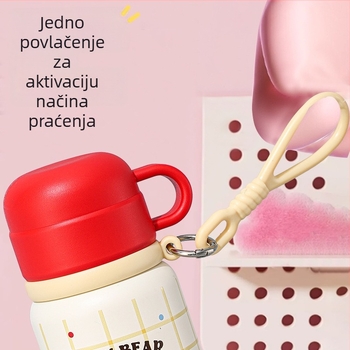 Dvostruko izolirana čaša s drškom, sladak crtani dizajn, unutarnji 316 nehrđajućeg čelika, prijenosna za učenike