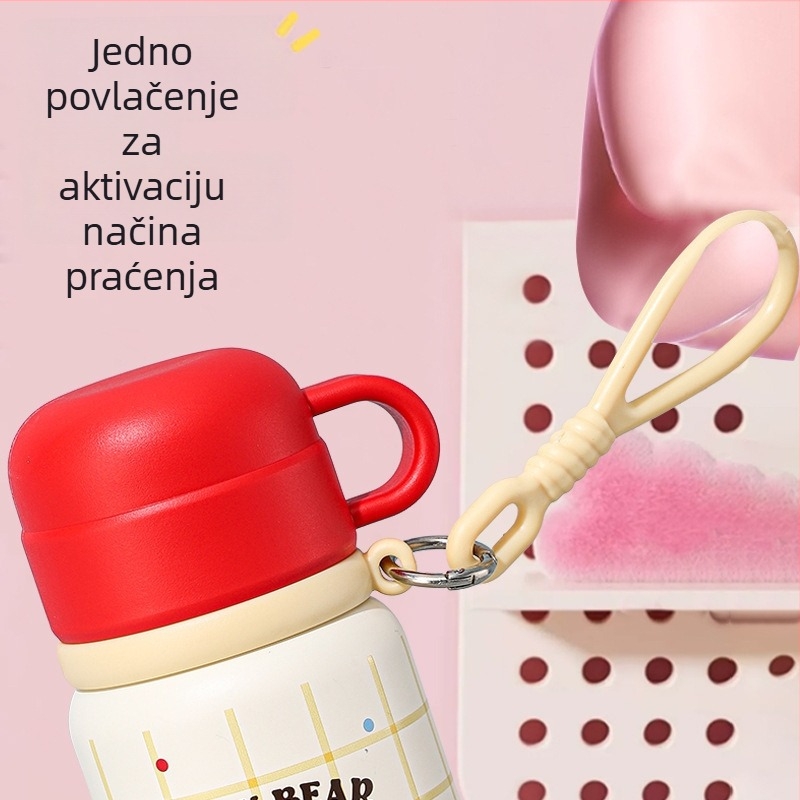 Dvostruko izolirana čaša s drškom, sladak crtani dizajn, unutarnji 316 nehrđajućeg čelika, prijenosna za učenike