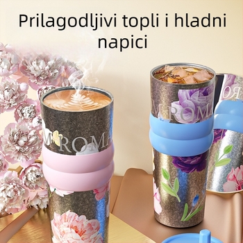 Čaša od čistog titanija sa slamkom, nova izolirana šalica za kavu, ženska elegantna čaša za vodu, premium automobilna čaša za led