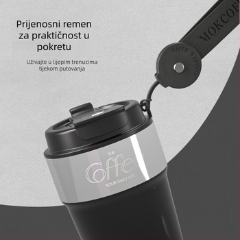 Šalica za kavu s dvostrukim stijenkama od 316 nehrđajućeg čelika, termos šalice za van, sa slamkom, prenosiva, izolacija 6–12 sati