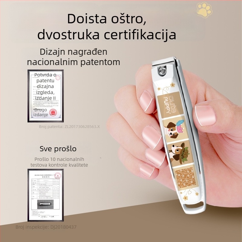Set kliješta za nokte od nehrđajućeg čelika s crtni dizajnom, kliješta s nagibnim otvorom i zaštitom od prskanja