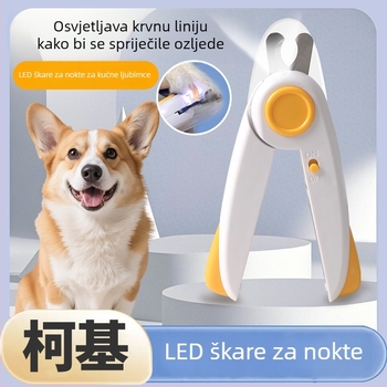 Klešta za nokte psa Corgi s pilnikom, LED svjetlom, protiv prskanja, za početnike