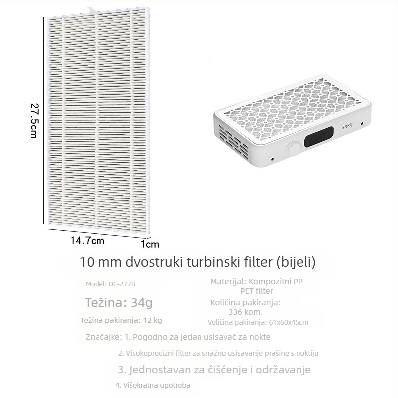 Kružni filter za odvlačenje prašine s noktiju, kompatibilan s pravokutnim izvlačnim filtrima
