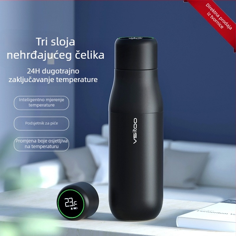 316 čelična vakuumska šalica s digitalnim zaslonom, trostruka izolacija, vrhunski kreativni dar za par s laserski graviranim logom