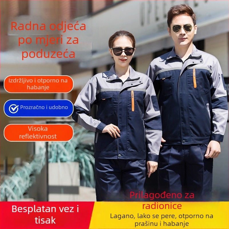 Muški set radne odjeće za proljeće i jesen, dugi rukav, poliester-pamuk, odvlaži vlagu