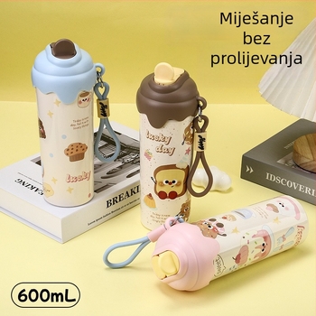 Izolirana šalica od 316 nerđajućeg čelika sa slamkom, prenosiva uz kopču za nošenje, velika kapaciteta