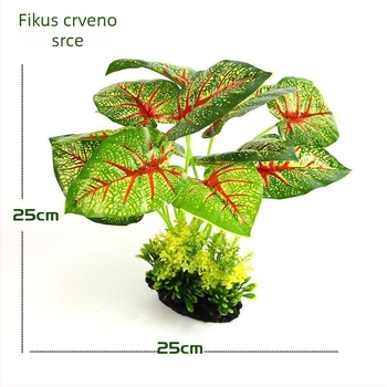 Vještačke biljke za akvarij, ukrasno uređenje s velikim listovima, set biljaka za akvarij