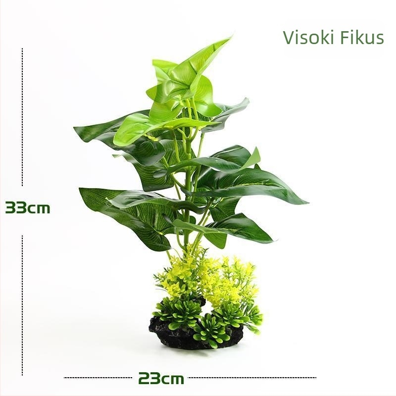 Vještačke biljke za akvarij, ukrasno uređenje s velikim listovima, set biljaka za akvarij