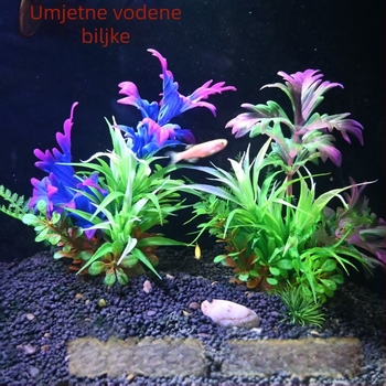 Umjetne biljke za akvarij s malom vodnom orhidejom i šarenim širokolisnim biljkama za ukrašavanje akvarija i skloništa za ribe.