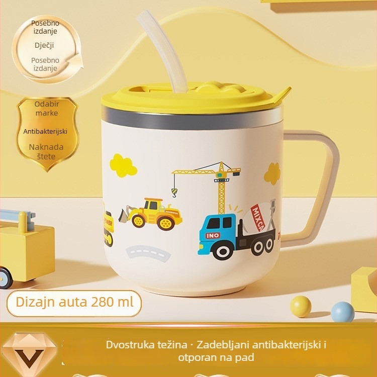 Čaša od nehrđajućeg čelika 316 za djecu, s poklopcem, dječja čaša za vodu s mjernim oznakama