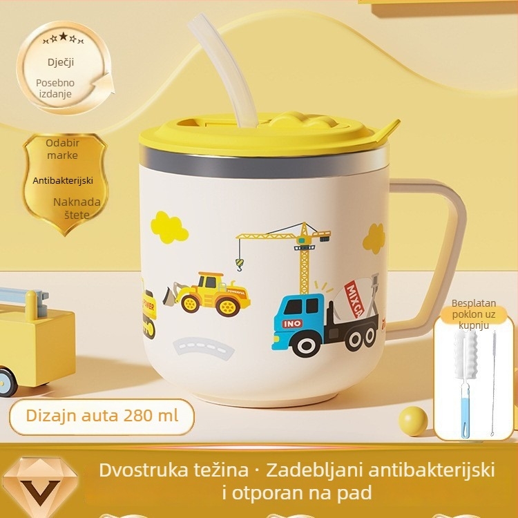 Čaša od nehrđajućeg čelika 316 za djecu, s poklopcem, dječja čaša za vodu s mjernim oznakama