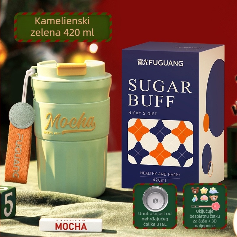 Keramički premazana izolirana šalica za kavu, prijenosna putna šalica s užetom za nošenje, prilagodljivo poslovno poklon veleprodaja