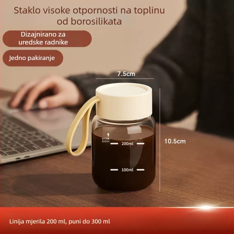 Staklo od borosilikata s mjernom skalom za pohranu tradicionalne kineske medicine, čaša za vodu i zagrijavanje mlijeka, prijenosna minimalistička šalica za studente
