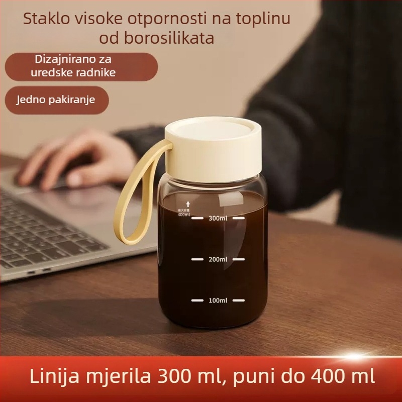 Staklo od borosilikata s mjernom skalom za pohranu tradicionalne kineske medicine, čaša za vodu i zagrijavanje mlijeka, prijenosna minimalistička šalica za studente
