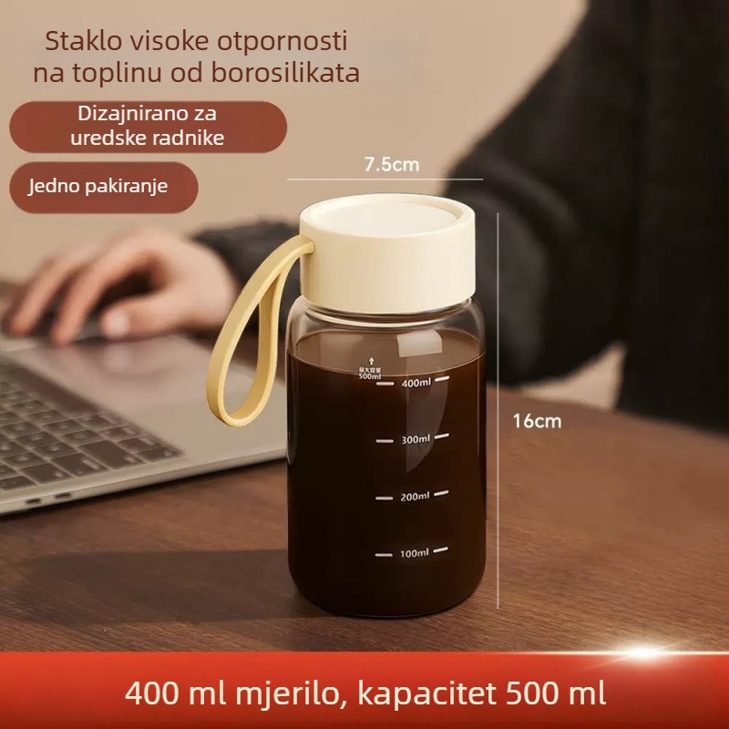 Staklo od borosilikata s mjernom skalom za pohranu tradicionalne kineske medicine, čaša za vodu i zagrijavanje mlijeka, prijenosna minimalistička šalica za studente