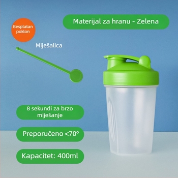 Shaker za milkshake 400 ml – prenosna prozirna plastična posuda za miješanje proteina u prahu