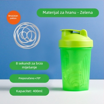 Shaker za milkshake 400 ml – prenosna prozirna plastična posuda za miješanje proteina u prahu
