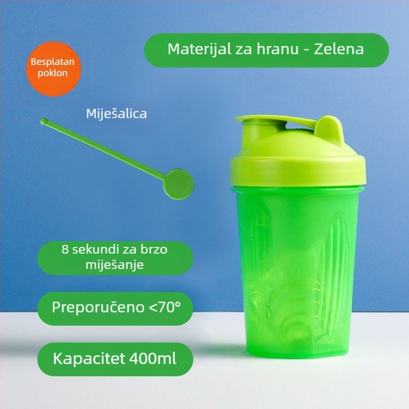 Shaker za milkshake 400 ml – prenosna prozirna plastična posuda za miješanje proteina u prahu