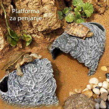 Dekor za akvarij: skrivena špilja za želve i žabe, sklonište za ribe i škampe