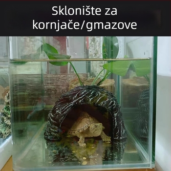 Dekor za akvarij: skrivena špilja za želve i žabe, sklonište za ribe i škampe