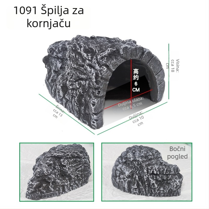 Dekor za akvarij: skrivena špilja za želve i žabe, sklonište za ribe i škampe
