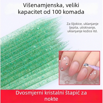 Alat za manikuru: dvostrano hvataljka za kamenčiće i čišćenje kristala, dvostrano guranje za kožicu i dvostrano alat za točkanje, alat za uklanjanje noktiju